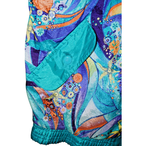 Vintage Casual Isle Windbreaker Jacket – Bright Geometric Floral Track Jacket S - Picture 2 of 6